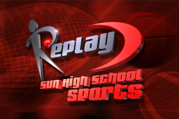 Replay: Sun High School Sports - Broadcast show open. 3D show open, video and effects compositing.